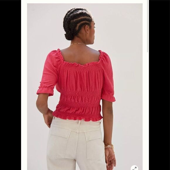Anthropologie Pilcro Cinched Puff-Sleeve Top - Picture 3 of 4